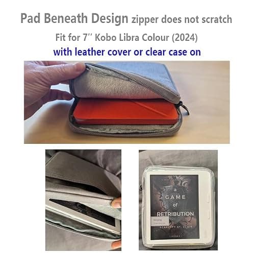 IXUECAT Kobo Libra Colour Sleeve Cover | Protective 7" e-Reader Kindle Oasis Sleeve Pouch | Travel Carry Cover Bag for Kobo Libra 2, H2O, and Colour (2024) — view 3