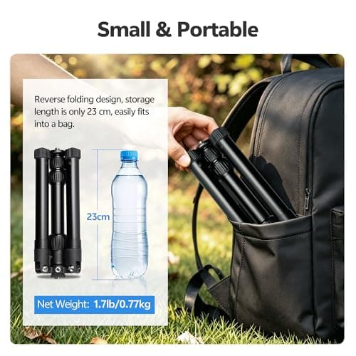 TONYBOO Compact Camera Tripod, 51.6" Lightweight Travel Tripod with 11lbs High Load Capacity, 9" Pocket-Sized Mini Tripod with 1/4" Extension Thread & Detachable Design for DSLR, Phone, Vlog — view 2