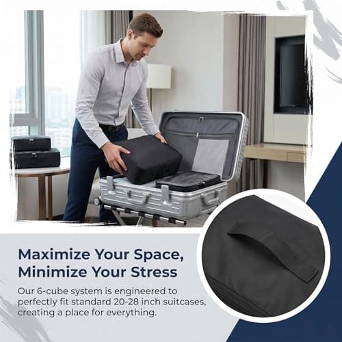 6pcs Foldable Large Packing Cubes, Travel Suitcases Organiser (Black) — view 6