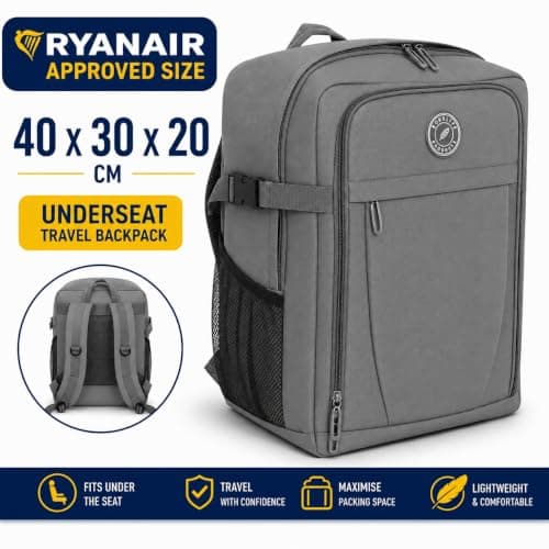 wowtravel Cabin Backpack 40x30x20 cm, Fits Ryanair Underseat Bag Size, Lightweight Hand Luggage Rucksack with Multiple Compartments, Weekender Holdall for Flights, City Breaks and Commuting — view 5