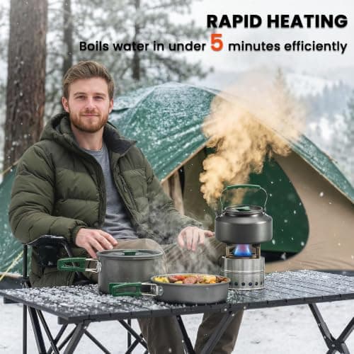 Outsunny Camping Cookware Set for 2-3 Ultralight Aluminium Cooking Kit Grey — view 5