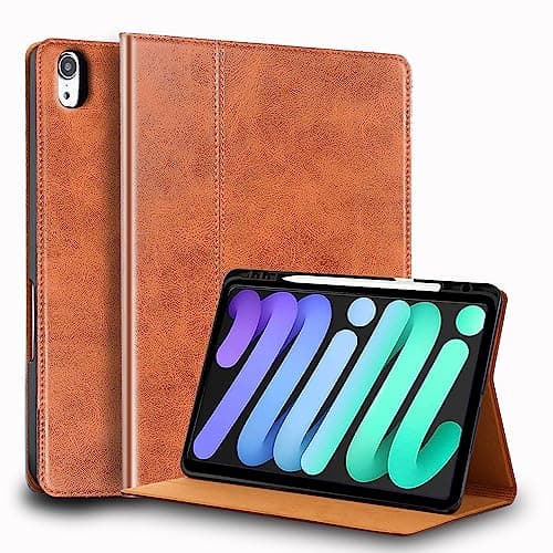 Gexmil Leather Case for iPad Mini 7 A17 Pro/iPad Mini 6 Gen 8.3 Inch,Brown