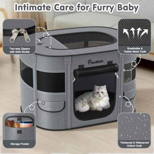 Pawaboo Portable Dog Playpen, 600D Oxford Pet Tent, Charcoal Gray — view 3