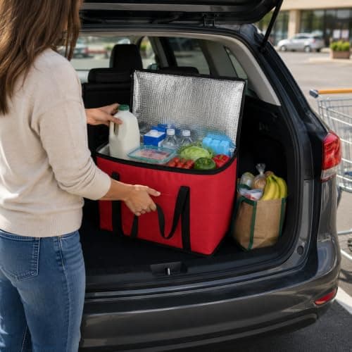 1ABOVE 30L Soft Cooler Bag Box - Insulated Portable Lightweight Keeps Food Drinks Cool - Cooling Delivery Bag for Beach Camping BBQ Shopping Fishing Picnic Lunch Outdoor Travel(RED) — view 5
