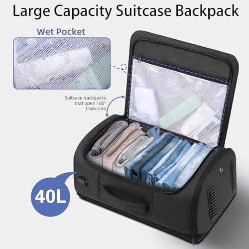 HOMIEE Travel Backpack Mens,17.3 Inch Laptop Bag Womens,40L TSA Friendly Flight Approved Carry on Luggage with Shoes Compartment,Large Business Rucksack with USB Port for Work School Weekend Black — view 4