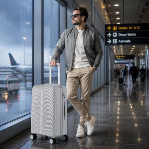 Fly Kite Luggage Carry On Cabin Suitcase 50 x 33 x 19 cm, 18 inch - 100% Polypropylene Hard Shell Aluminium Trolley Handle Real TSA Secure Lock 3 Digit 360° Smooth Detachable Wheels Light Grey — view 3
