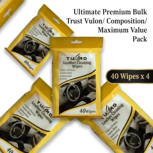 4‑in‑1 Multi‑Purpose Leather Cleaning Wipes | Removes Dirt & Grime While Protecting Leather Surfaces | Car, Furniture, Sofa, Bags | Detailer, Protector & Antibacterial Wipes (160 Wipes in 4 Packs) — view 3