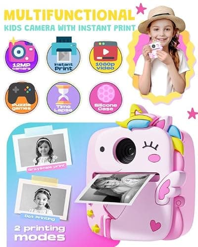 Kids Camera Instant Print,1080P Kids Digital Camera,Girls Gifts Toys Age 3+ — view 2