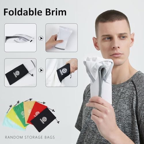 GADIEMKENSD UPF50+ Quick Dry Sports Hat Lightweight Breathable Soft Outdoor Running Cap (Folding Series, Light Grey) — view 5