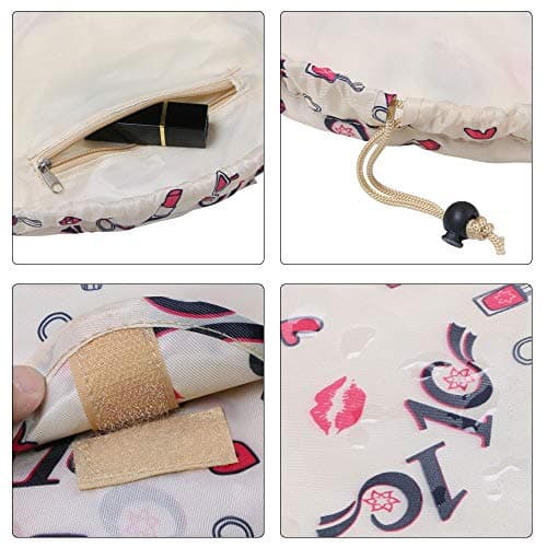 URAQT Makeup Bags for Women, Lazy Drawstring Cosmetic Bags, Large Capacity Flat Toiletry Bags, Waterproof Portable Travel Makeup Organiser — view 4
