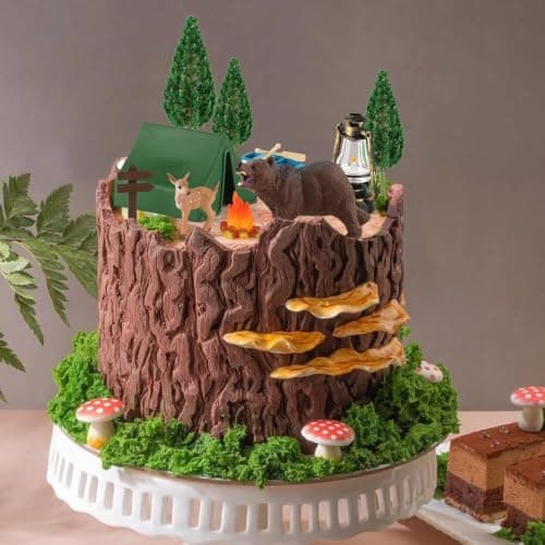 12 Pcs Camping Cake Decorations Set with Mini Tent, Campfire, Tree, Camp Sign, Safari Animals Camping Cake Toppers for Kids Adults Forest Themed Birthday Party Supplies (Farm) — view 3