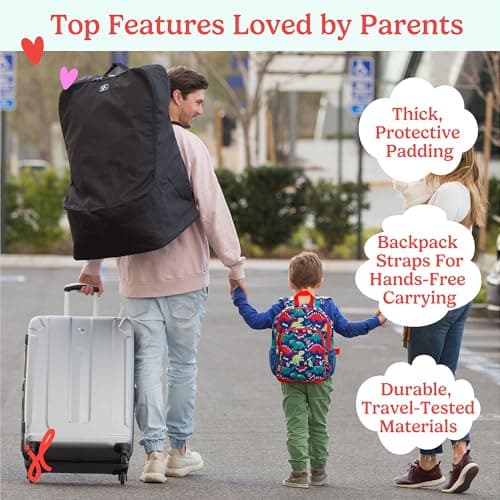 J.L. Childress Padded Backpack Car Seat Bag - Travel Bag for Airplane, Fits Most Baby & Infant Car Seats, Boosters, & Carriers, Airport Accessories for Gate Check or Baggage Check - Ultimate, Black — view 2