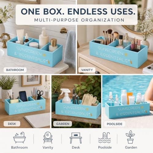 Wood Beach Storage Basket with 3 Compartment — view 4