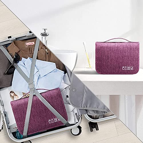 Acopton Portable Hanging Travel Toiletry Bag for Men and Womens Waterproof Bathrooom Shower Bag Multifunctional Cosmetic Makeup Organzier (Purple) — view 5