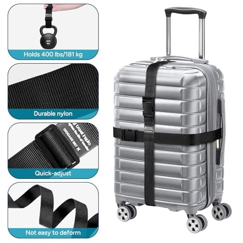 travel inspira Luggage Strap 2 Packs, Travel Suitcase Straps (Black) — view 4