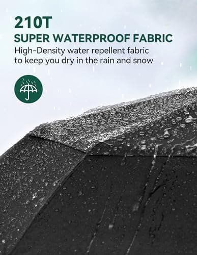 TECKNET Umbrella Windproof Strong Real Wood Handle Auto Open Close Vented Double Canopy - Portable Compact Folding Travel Umbrella, Strong Fiberglass Frame for Men and Women — view 5
