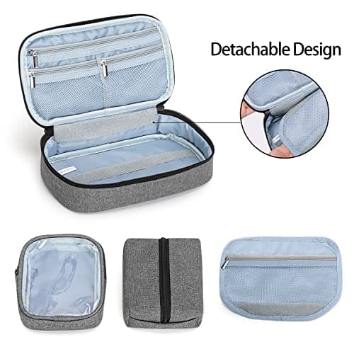 CURMIO Diabetic Supplies Bag, Diabetes Travel Organizer Case, Grey — view 3