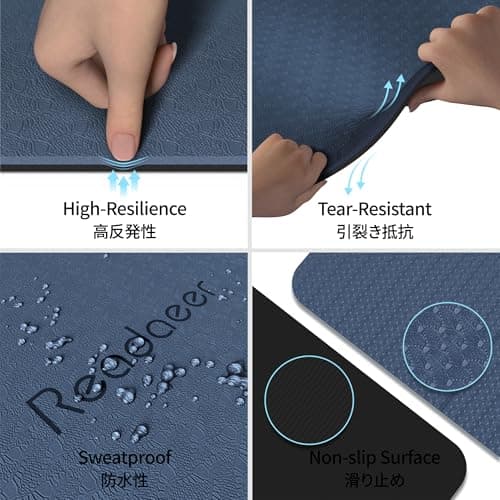 Foldable Yoga Mat for Travel, Non-Slip Exercise Pilates Fitness Mat, Blue — view 2