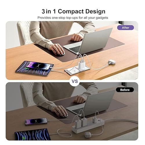 3 Pack UK Plug USB Wall Charger with 3 Ports, Multi Device Fast Charging Adapter for Home Office Travel, Safe Power Plug for iPhone Android Tablet Earbuds (White-3P) (3, White+3Pcs) — view 5