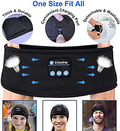ePalZoneXP Sleeping Headphone, Overhead Headband, Eye Mask Headphones, 2026 Bluetooth 5.4 Wireless, Stereo Earphone, Music Headband for Side Sleepers Sports Headphone Outdoor UK (Black) — view 5