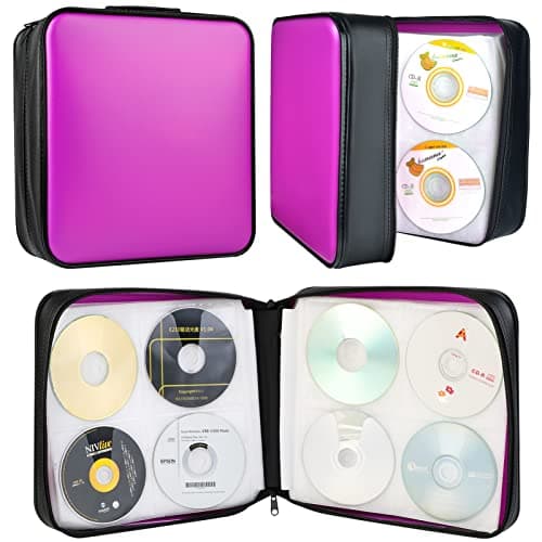 TIMCORR CD Case DVD Holders Storage - 432 Capacity Portable Disc Organizer & CD Wallet Binder Sleeve Holder for Car Travel | Media (Purple) — view 5
