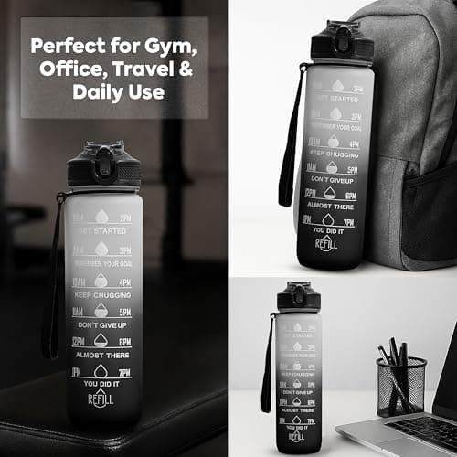Sparsh & Sell 32oz Motivational Water Bottle – BPA-Free Tritan with Time Marker, Leakproof Straw, and Carry Strap for Gym, Office, Travel & Outdoor Adventures — view 3