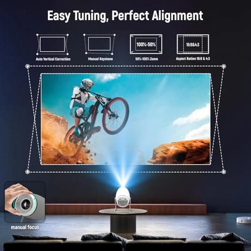 Maypug Mini Projector for Bedroom Ceiling, Portable Projector WiFi 6 Bluetooth 5.4, Built-in Software, 1080P Resolution Compatible with 4K, Automatic Keystone Correction Home Cinema Projector — view 4