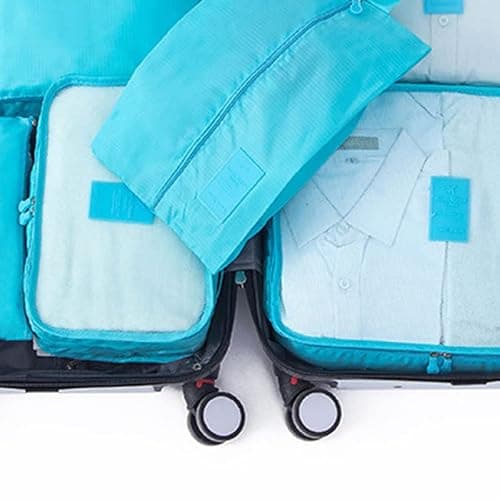7 Set Packing Cubes water proof Dirt Resistant Oxford Cloth Luggage Packing Organizers for Travel (Sky Blue) — view 3