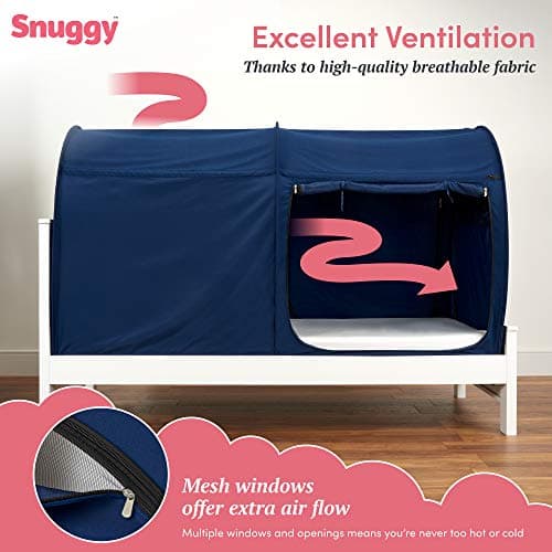 Snuggy Pod Bed Canopy - Navy (Single), Lightweight & Breathable — view 6