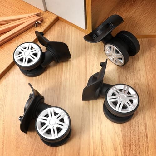 4 Pcs Universal Luggage Replacement Wheels for Suitcases, Black ABS — view 6