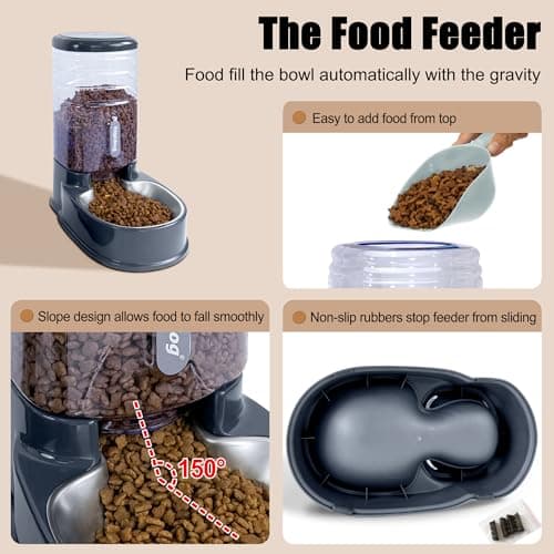 Automatic Pet Feeder Small&Medium Pets Automatic Food Feeder and Waterer Stainless Steel Bowls Set 3.8 L, Travel Supply Feeder and Water Dispenser for Dogs Cats Pets Animals — view 4