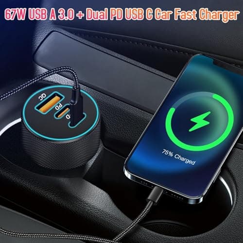 67W Type C Car Charger with 60W Cable, Cigarette Lighter Fast Charging — view 5