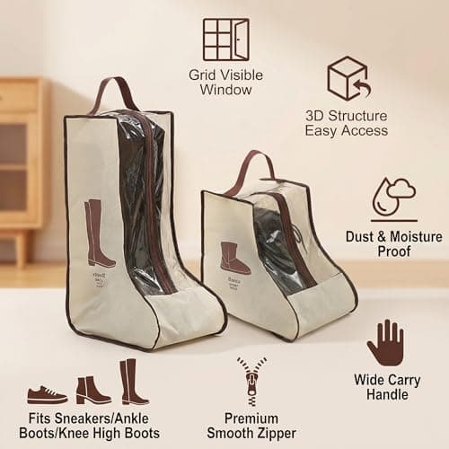 SHIQUAN 4 Set Boot Storage Boot Bag, 2 Long and 2 Short Styles, Beige — view 4