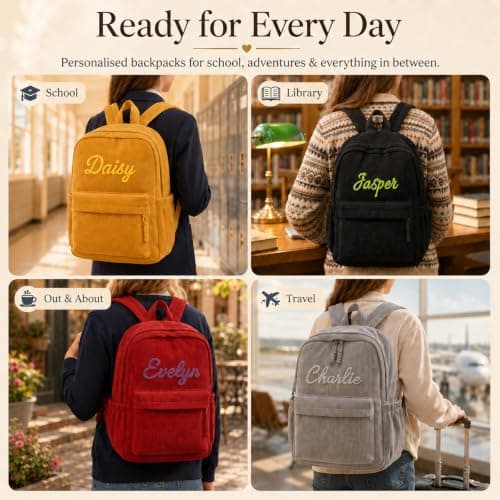 Personalised School Bag for Teenage College Primary Secondary (Red) — view 5