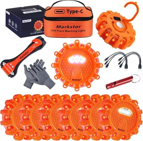 Markstor 8 Pack LEDRoad Flares, Emergency Safety Kit