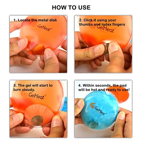Pack of 5 GelHeat Instant Hand Warmers Round - Reusable Gel Click Heat Pads (Blue) — view 2