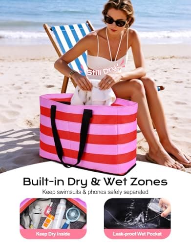 CIRYCASE Beach Bag with Cooler, 54L Extra Large Beach Bags for Women — view 6
