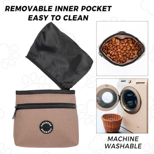 COOWONE Dog Treat Pouch with Pet Training Clicker, Detachable Dog Puppy Training Treat Bag, 900D Oxford Cloth Magnetic Closure Small Dog Walking Bag for Travel or Outdoor Use (coffee) — view 6