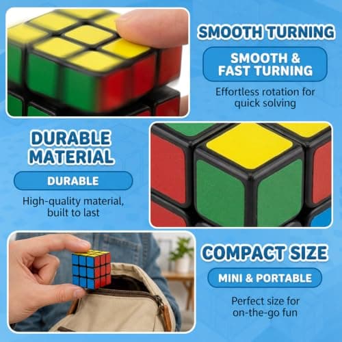 20Pcs Mini Rubix Cube Set, 3x3 cm Small Puzzle Blocks for Party Bag Fillers, Rewards and Travel — view 3