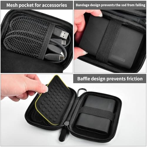 GWCASE for Samsung T9/T7/T7 Shield SSD Case, Anti-Shock, Black — view 4