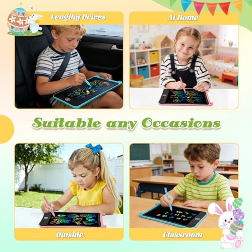 [2 Pack] RaceGT 8.5 Inch LCD Writing Tablet for Kids, Colorful Screen Drawing Pad and Doodle Board, Holiday Travel Essentials Toys Birthday Easter Gift for 3 4 5 6 7 8 Year Old Boys Girls(Pink & Blue) — view 6