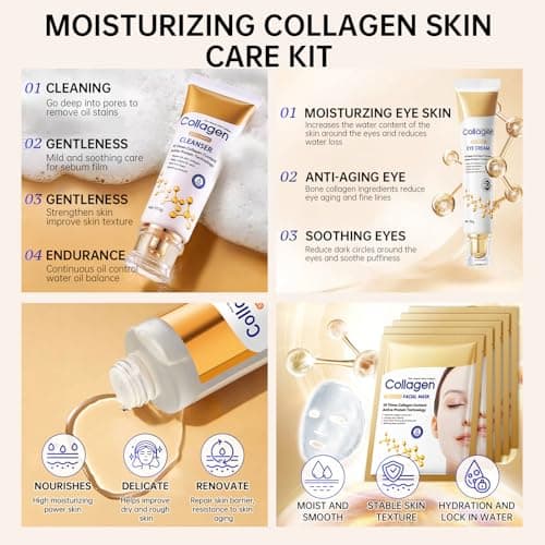 Collagen Skin Care Set, 13-In-1 Travel Skincare Kits for Firming Skin, Shrink Pores, Anti Aging Skincare Set for Reduce Wrinkles, Smooth Fine Lines, Hydrating, Facial Kits for Women & Girls. — view 4
