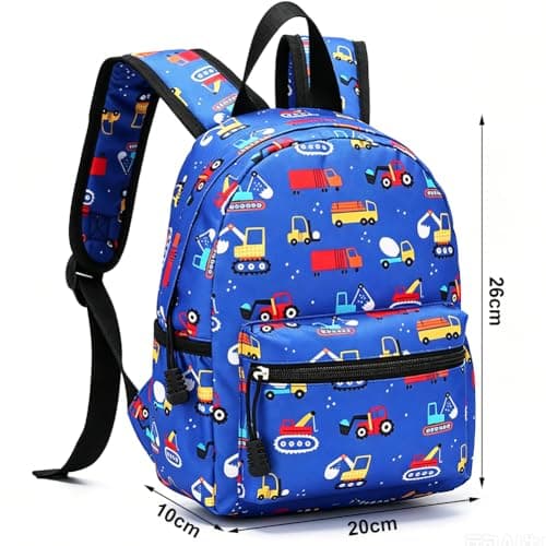 HATFRYF Kids Backpack, Preschool Toddler Backpack, Boys Girl Kindergarten Canvas Rucksack, Cute Backpacks School Bag, Holiday Travel Bookbag Outdoor Daypack for 3-6 Year Old (Engineering Vehicle) — view 2