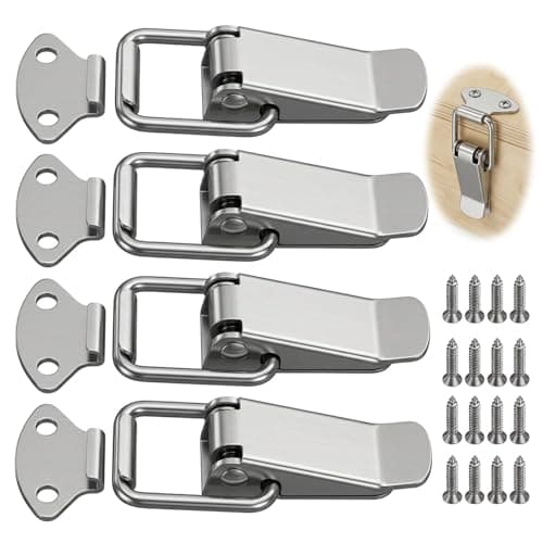 4 Pieces Crate Lock - Stainless Steel Quick Release with Screws, Box Lock for Furniture, Secure Lock for Boxes and Containers, Furniture Latch Snap Lock