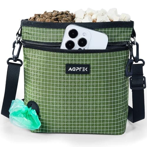 AGPTEK Dog Treat Pouch Bag for Walking, Magnetic Zipper Closure, Green