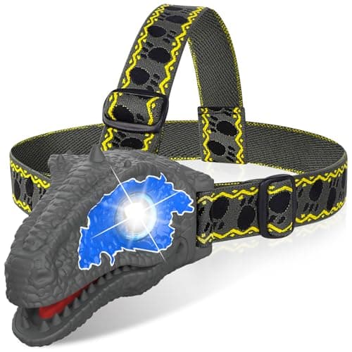 QCTOYS Velociraptor Dinosaur Headlamp 2 Lighting Modes Adjustable Headband