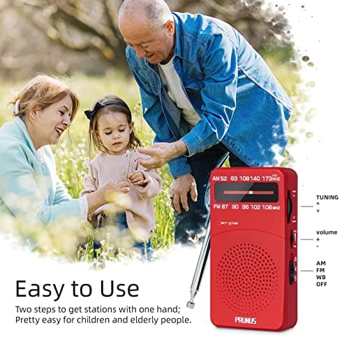 J-166 Portable Radio Battery Operated, AM FM Radio Pocket, Small Radio Transistor with Tuning Light, Back Clip, Excellent Reception for Outdoor & Indoor & Emergencies by PRUNUS — view 3