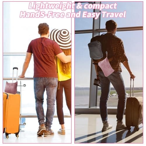 Travel Blanket and Pillow, Ultra Soft 2 in 1 Airplane Blanket with Compact Pillowcase, Luggage Strap, Lightweight Travel Essential, Ideal for Long Flights, Camping, Sunset (Light Pink) — view 4