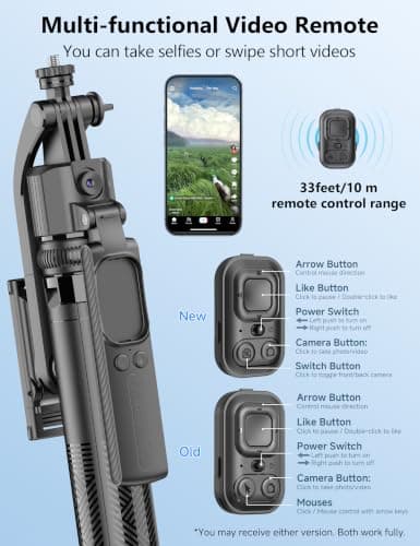 64'' Auto Face Tracking Tripod, 360 Rotation Selfie Stick Phone Tripod with Remote, Handheld Stabilization, Aluminum Quadrapod Phone Mount, for iPhone& Camera, Tiktok, YouTube, Video, Vlog — view 4