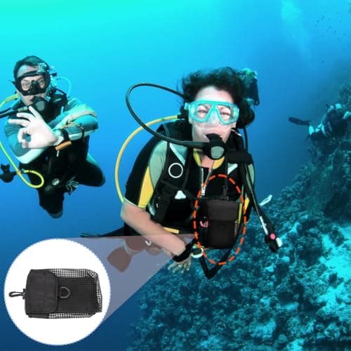 Tiiyee Scuba Diving Mesh Bag for Snorkel Equipment Gear, Outdoor Swimming Fish Pouch Sports Backpack with Hang Buckle Portable Underwater Lightweight Goods Storage Organizer for Gym Workout — view 2